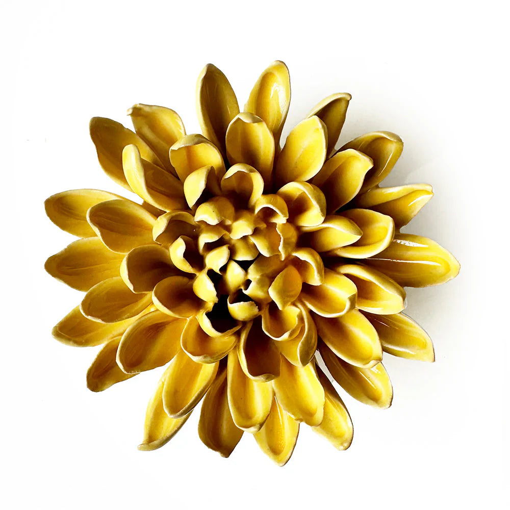 Ceramic Flower wall Art Yellow Chrysanthemum