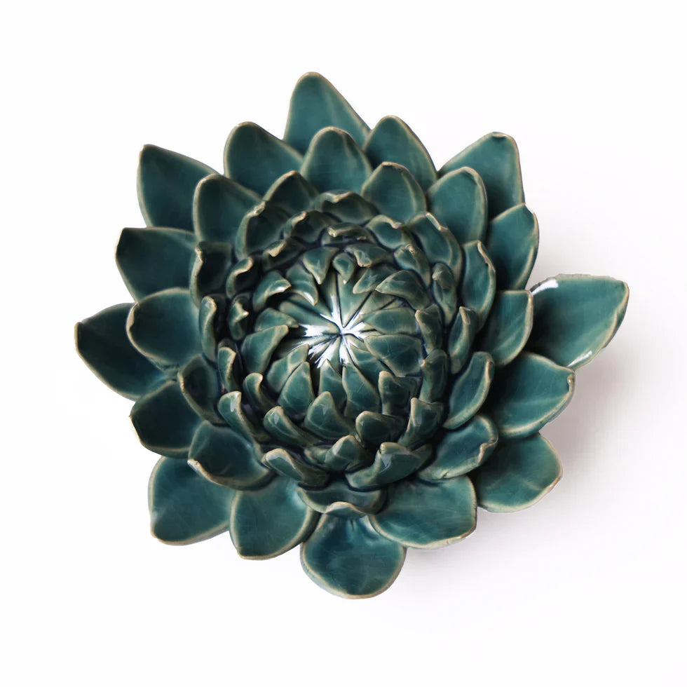Ceramic Flower Wall Art Dahlia Green