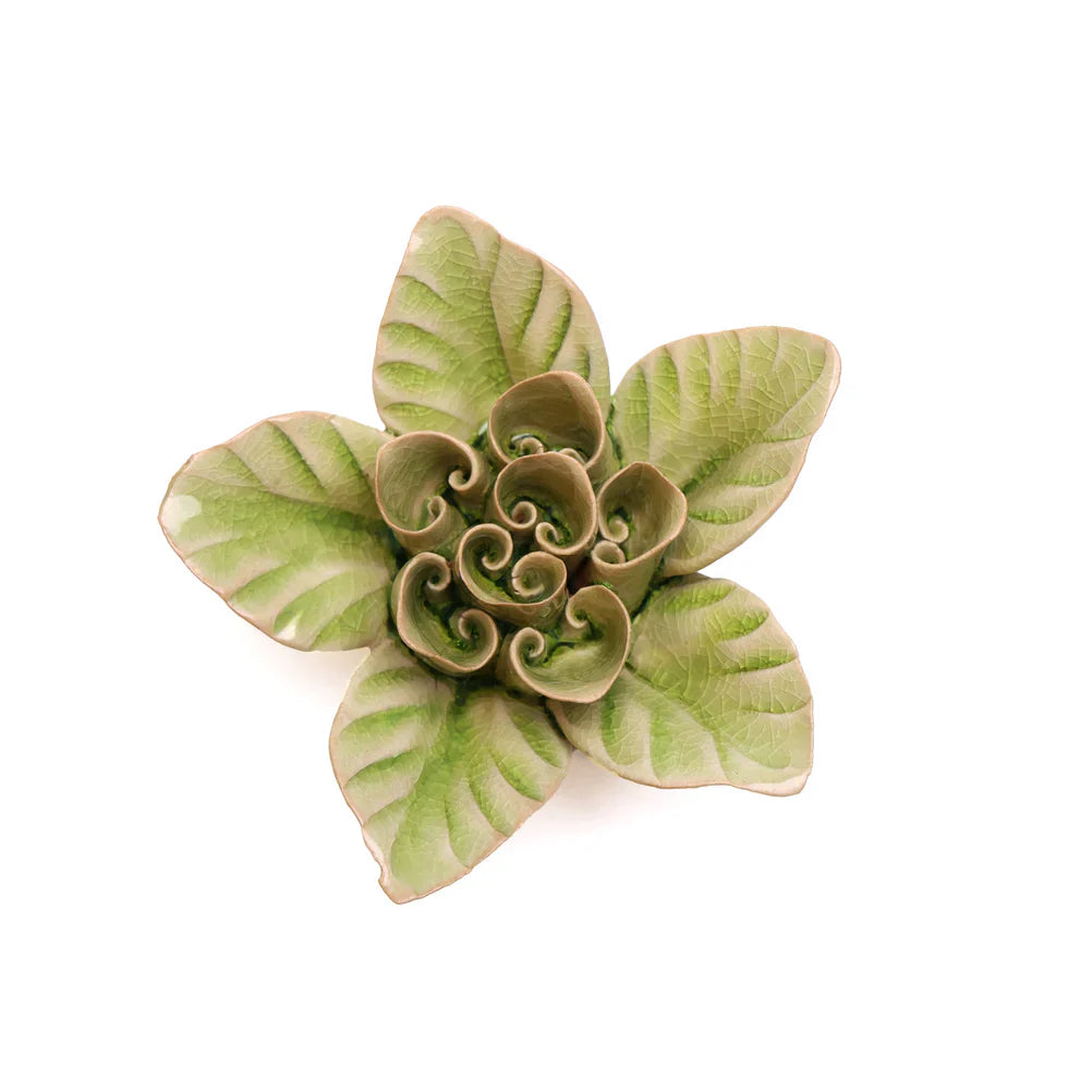 Ceramic Flower Wall Art Green Lotus