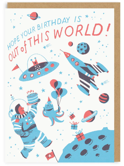 Space Birthday Greeting Card