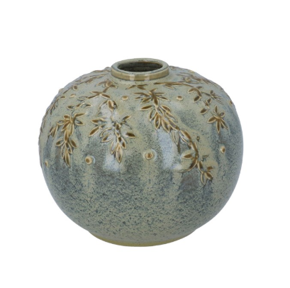 Ceramic Vase 15cm - Verdigris Reactive Vine Ball
