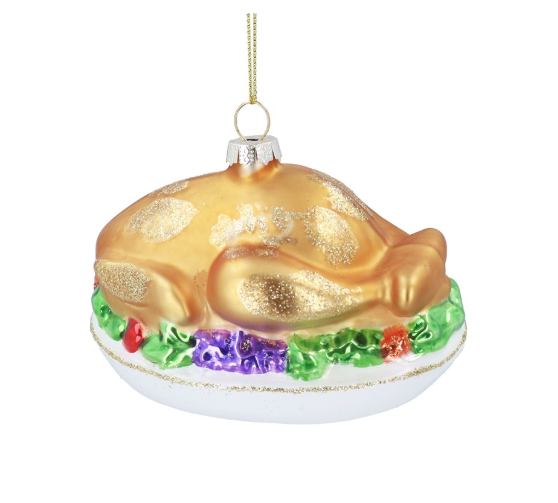 Glass Bauble 8cm - Clear Snowdrops on Snowy Base