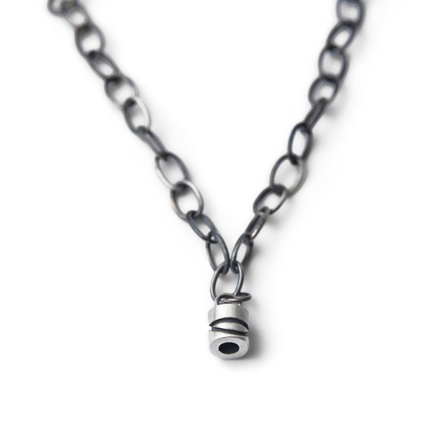 Silver & Black Lines Charm Bracelet