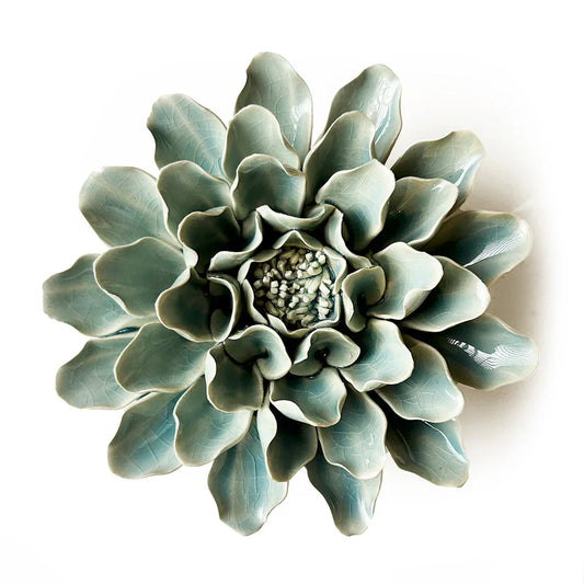 Ceramic Flower Wall Art Teal Flower