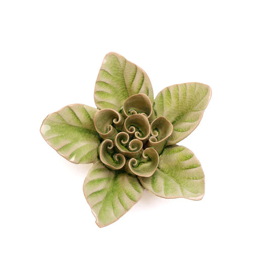 Ceramic Flower Wall Art Green Lotus