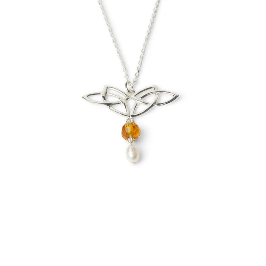 Celtic Pendant with Glass Bead and Pearl Drop