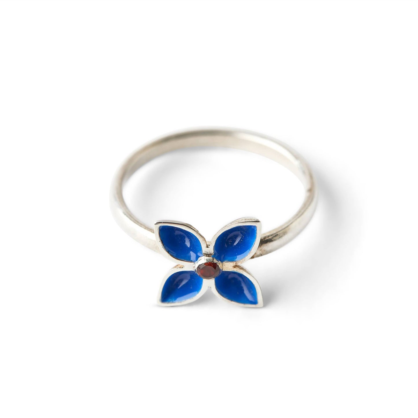 Garnet & Blue Cold Enamel Gentian Ring