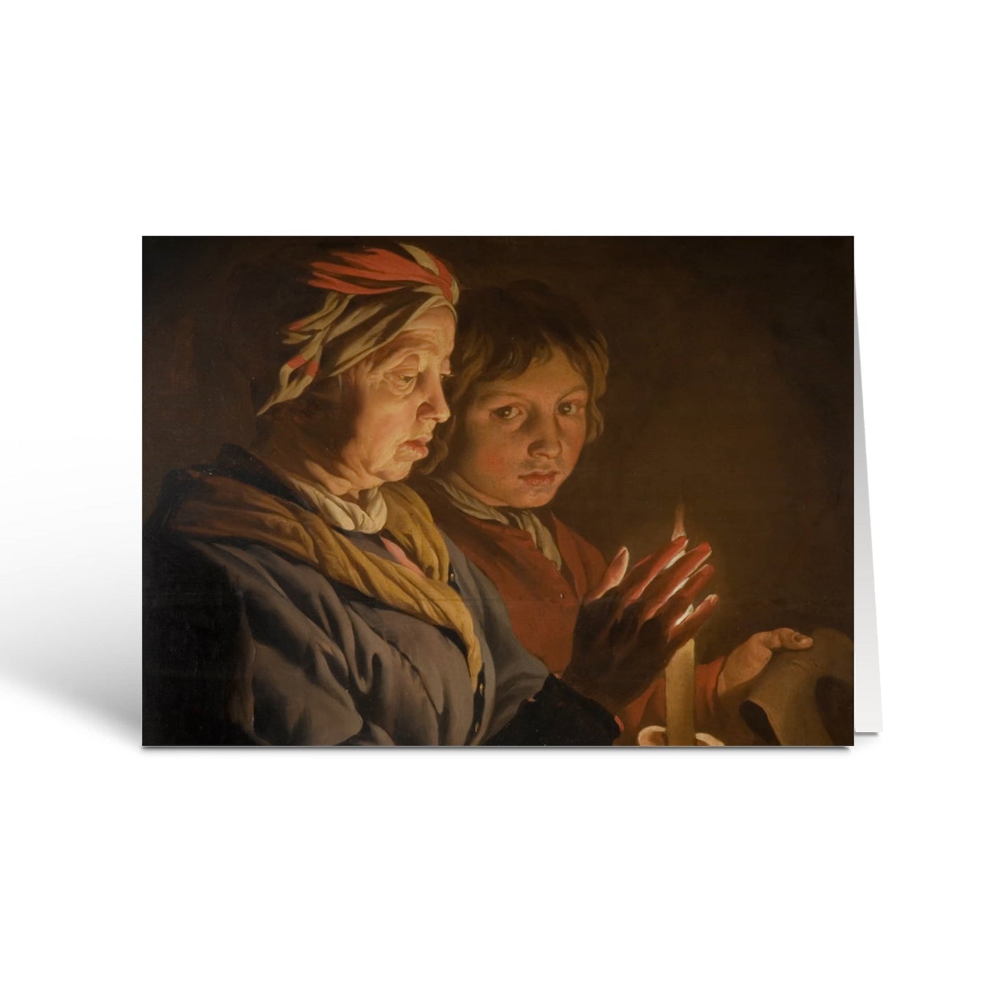 Old Woman & Boy By Candlelight Christmas Card Pack