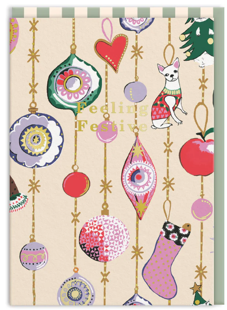 Feeling Festive Baubles Christmas Card