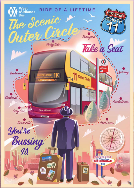 11 Bus Route Print A3