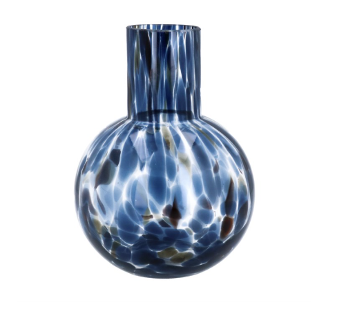 Glass Vase 20cm - Blue Tortoiseshell Ball