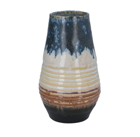 Stoneware Floating Vase 23cm - Blue Reactive, Decorative