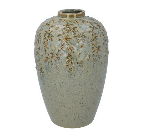 Ceramic Vase 25.5cm - Verdigris Reactive Vine Ball, Decorative