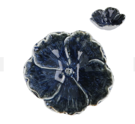 Stoneware Trinket Dish 12cm - Blue Reactive Anemone