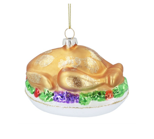 Glass Bauble 8cm - Clear Snowdrops on Snowy Base