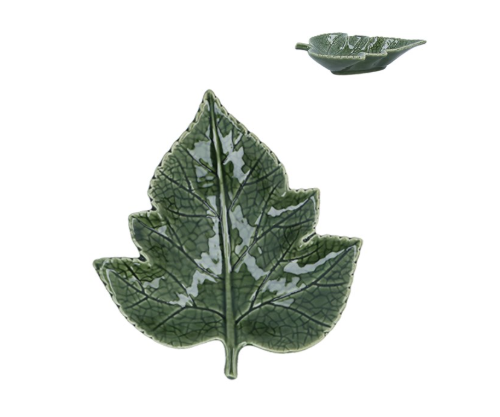 Ceramic Dish 15cm - Green Grape Leaf