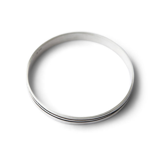 Silver & Black Lines Bangle