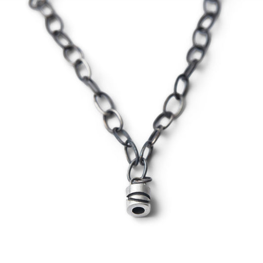 Silver & Black Lines Charm Bracelet