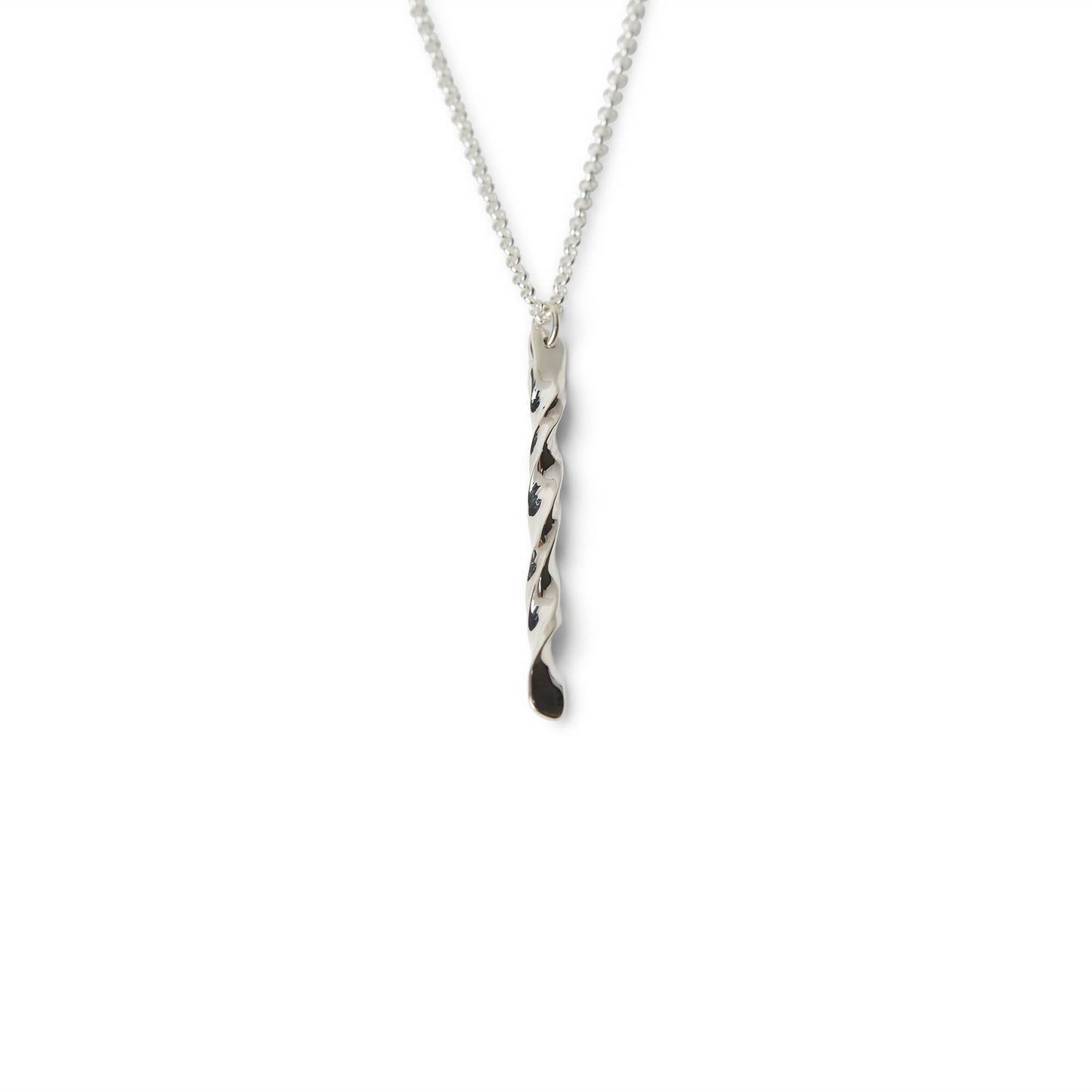 Sterling Silver Hammered Twist Bar Pendant